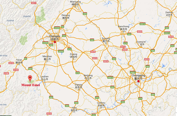 Map to Mount Emei