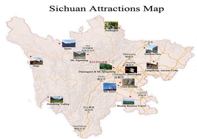 Sichuan Attractions Map