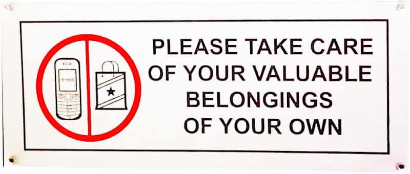 Take Care of Your Identification and Valuables