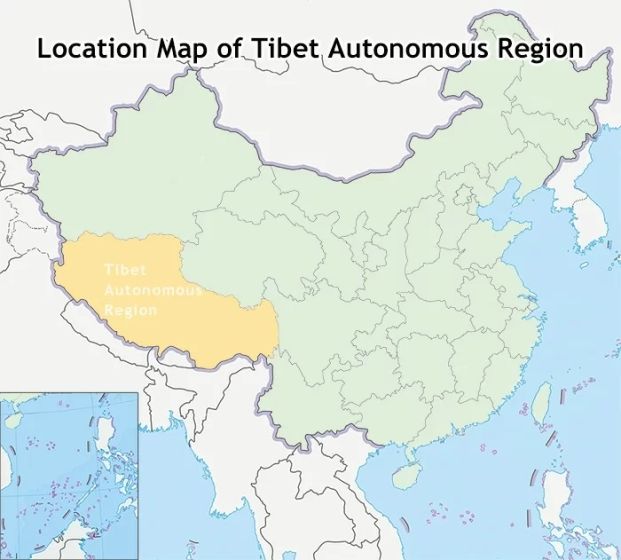Map of Tibet Location in China