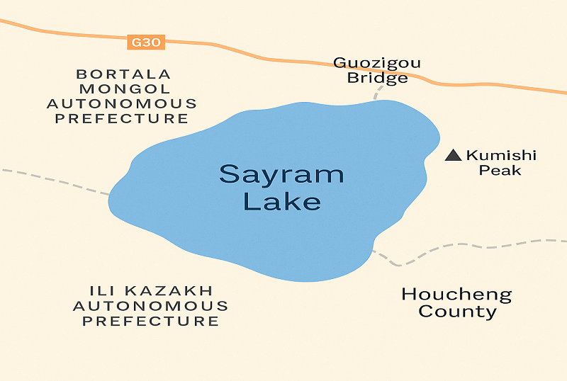 Sayram Lake Map
