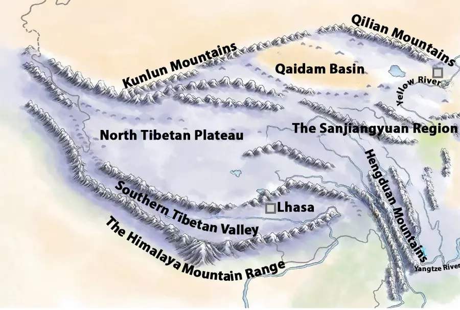 Tibet Mountains Map