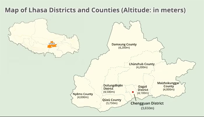 The Map of Lhasa City