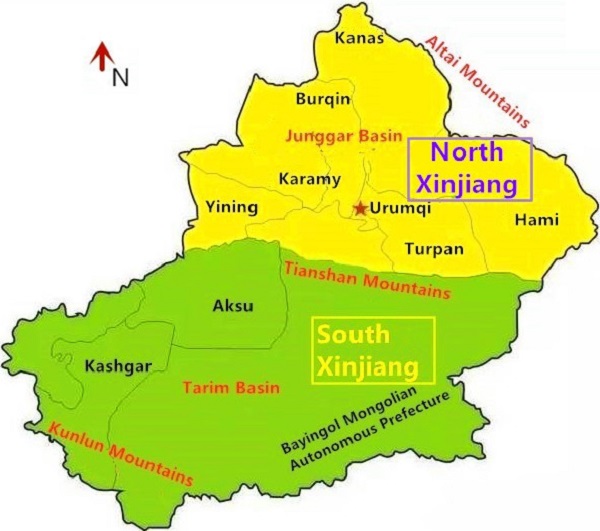 Xinjiang Map With Major Cities