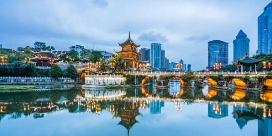 Architectural Night Scenery of Jiaxiu Building in Guiyang, Guizhou, China