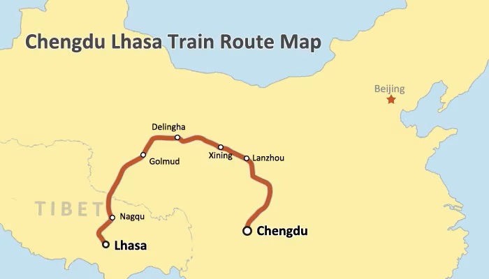 Chengdu Lhasa Train Route Map