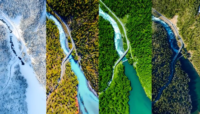 Contrast of Xinjiang's Four Seasons