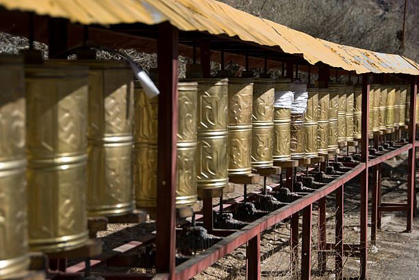 Tibetan prayer wheels.