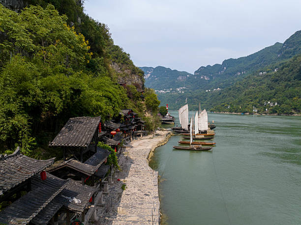 Riverside village at the Three Gorges Family scenic area