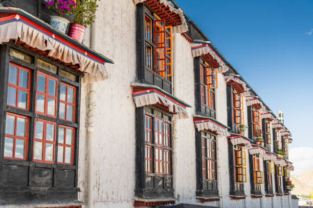Windows of Tashilhunpo Monastery in Shigatse, Tibet. background