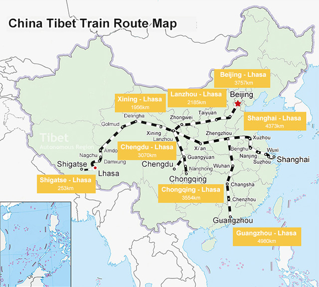 Qinghai Tibet Railway Map