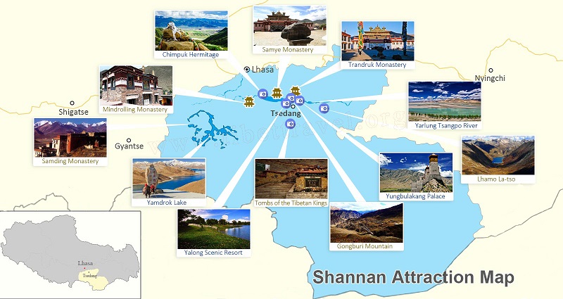Tibet Shannan Travel Map