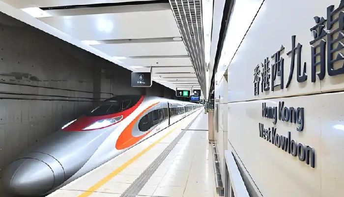 High-Speed Train Departure from Hong Kong West Kowloon Station