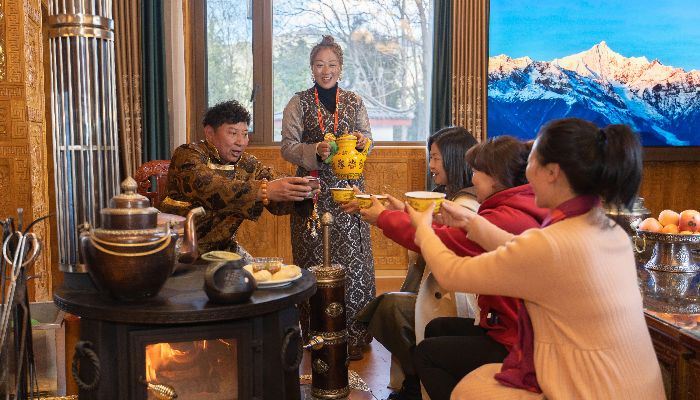 Tibetan Family Dining Scene