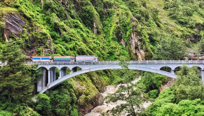 Distant View of the Sino-Nepal Friendship Bridge