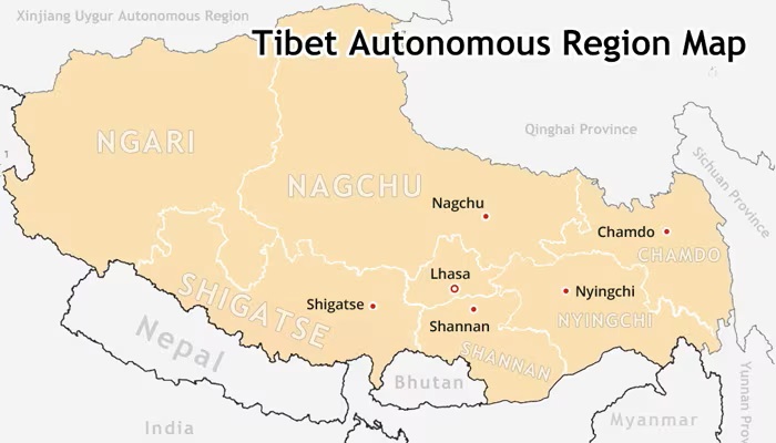 Tibet Region Map