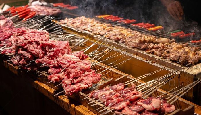 Grilled Lamb Skewers at Dunhuang Shazhou Night Market