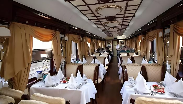 Interior of the Dining Car on the Qinghai-Tibet Railway