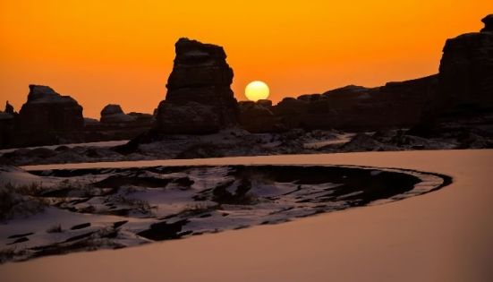 Winter Sunrise at Yadan Landform in Dunhuang