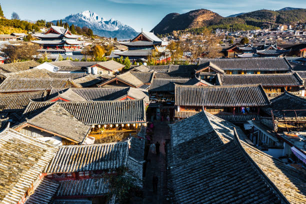 Aerial view of Lijiang Old Town,Yunnan,China.