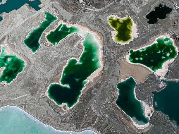 Aerial photography Of Dachaidan Emerald Lake,Dachaidan,Haixi,Qinghai, China,Asia.Tsaidam Basin.Dachaidan Salt Lake.