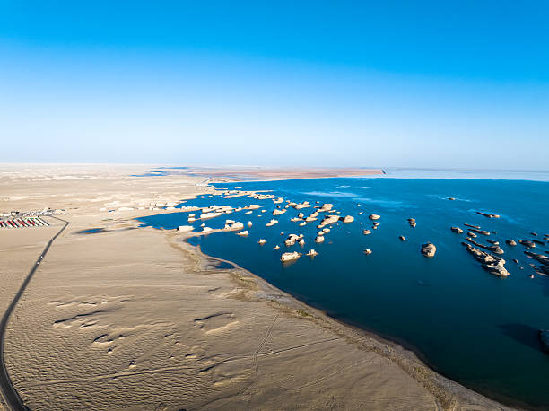 Aerial photography Of Wusute Yadan Geological Park.Yardang Landform,Yadan Devil City on the Water,Tsaidam Basin, Dachaidan,Haixi,Qinghai,China,Asia.Qaidam Basin.