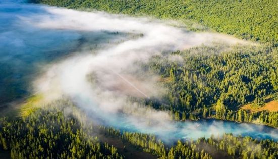 Morning Mist at Kanas Lake, Xinjiang