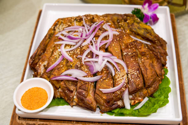 A delicious Chinese Xinjiang dish, grilled lamb chops