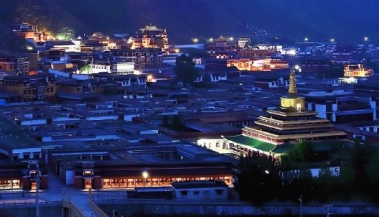 Night View of Labrang Monastery in Gannan