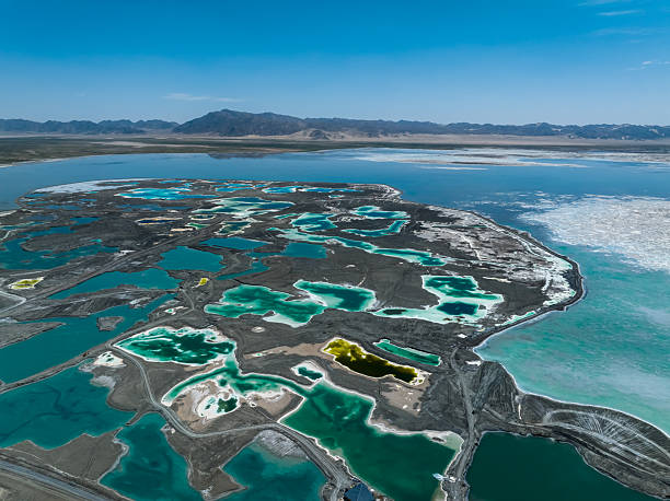 Aerial photography Of Dachaidan Emerald Lake,Dachaidan,Haixi,Qinghai, China,Asia.Tsaidam Basin.Dachaidan Salt Lake.