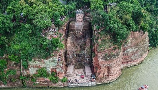 Panoramic Front View of Leshan Giant Buddha