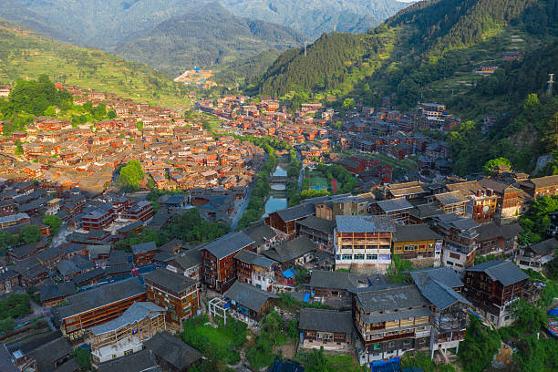 Scenic view of Xijiang Qianhu Miao Village in Guizhou, China.