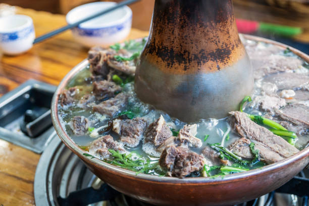 Closeup of boiling Yak hotpot