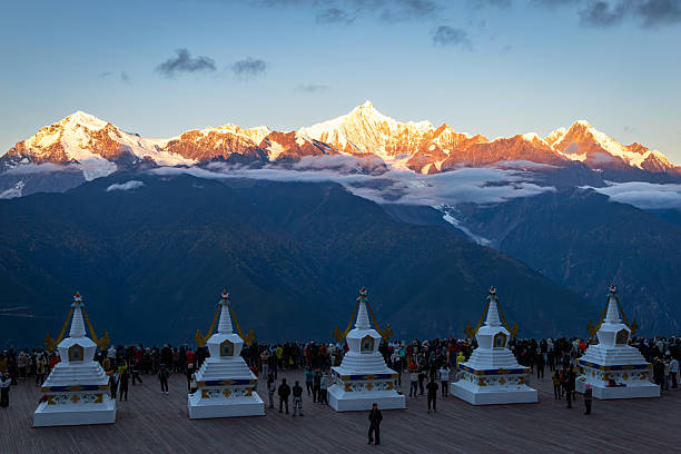 Yunnan, China - 22 October 2025 : The wonderful scenery of the sunrises of the Meili Snow Mountains.