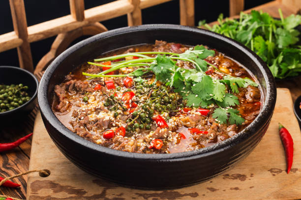 Boiled beef with Chinese Sichuan cuisine