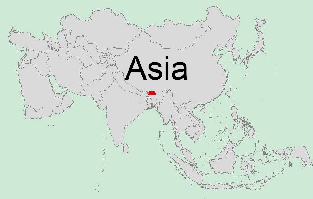 Bhutan on An Aisa Map