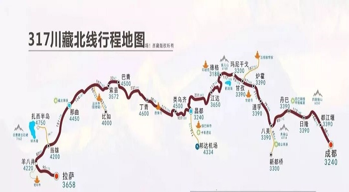Sichuan-Tibet Highway Map G317